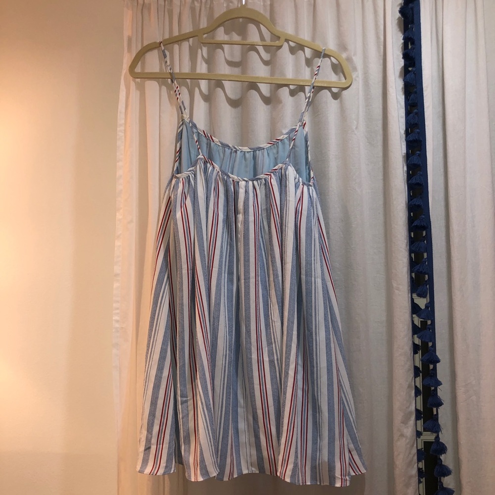 Olivaceous Striped Red, White, and Blue Dress - Picture 2 of 3
